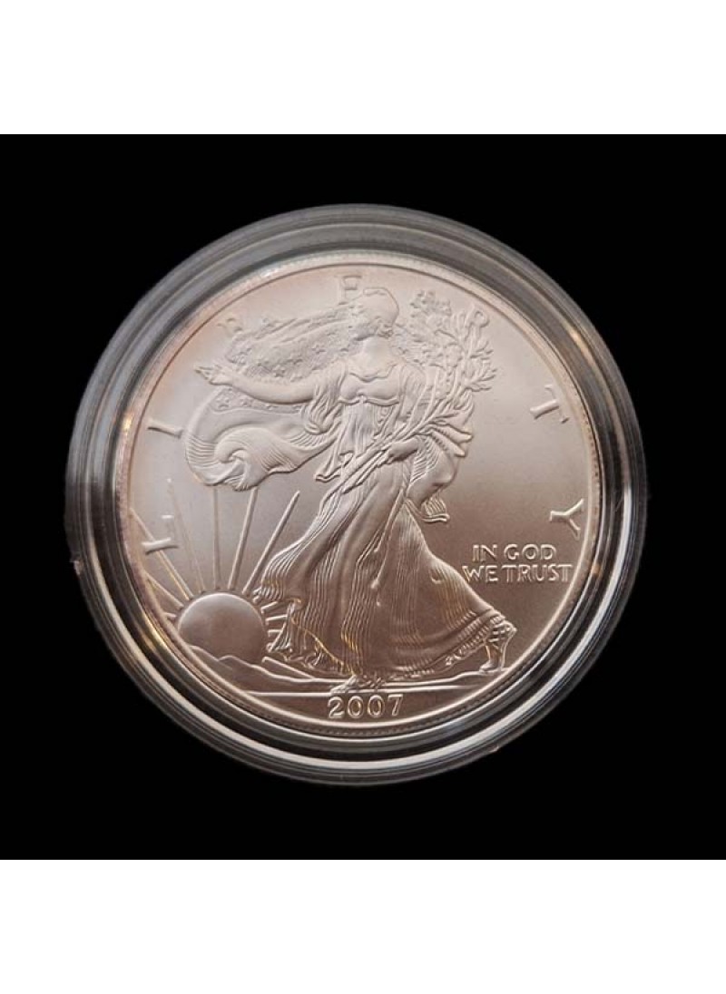 2007 American Eagle West Point Silver Dollar Uncirculated Burnished Natural Toning